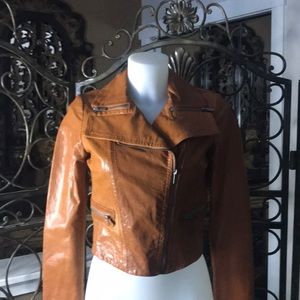BCBG Cropped Leather Jacket